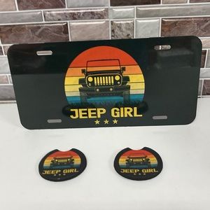 COPY - Jeep Girl License Plate With Cup Holder Pads